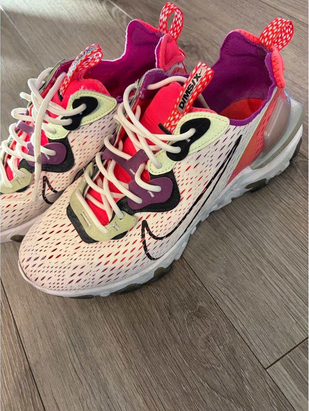 Nike React Vision D/MS/X — Summit White/Black/Barely Volt, Size US 9 (Men's)